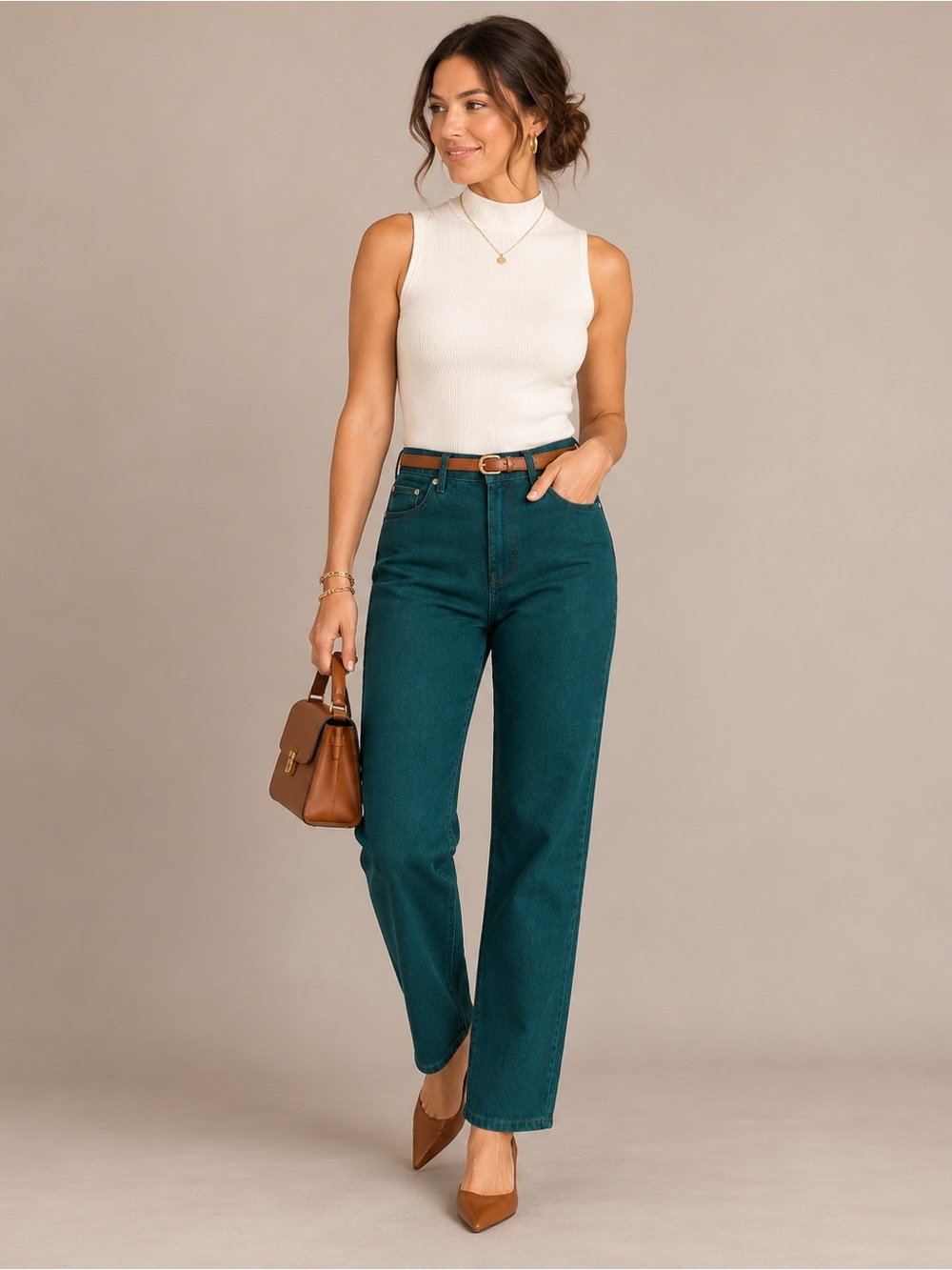 NEW 1822 Denim Women’s High-Rise Straight Leg Jeans Green Spruce Size 10/30